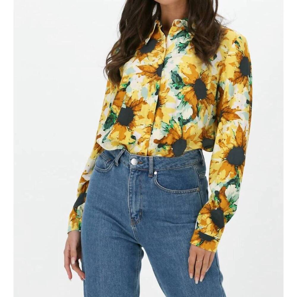 NEW JUST FEMALE smooth shirt blouse in sunflower yellow art